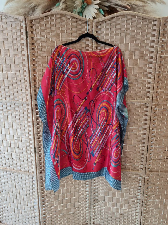 Red Print Kimono One Size