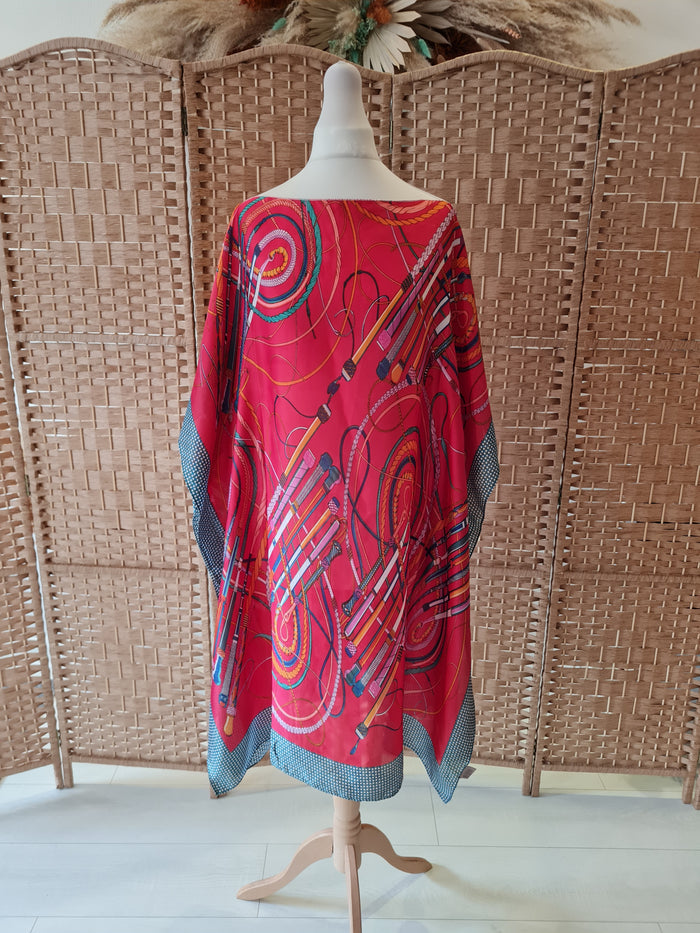 Red Print Kimono One Size