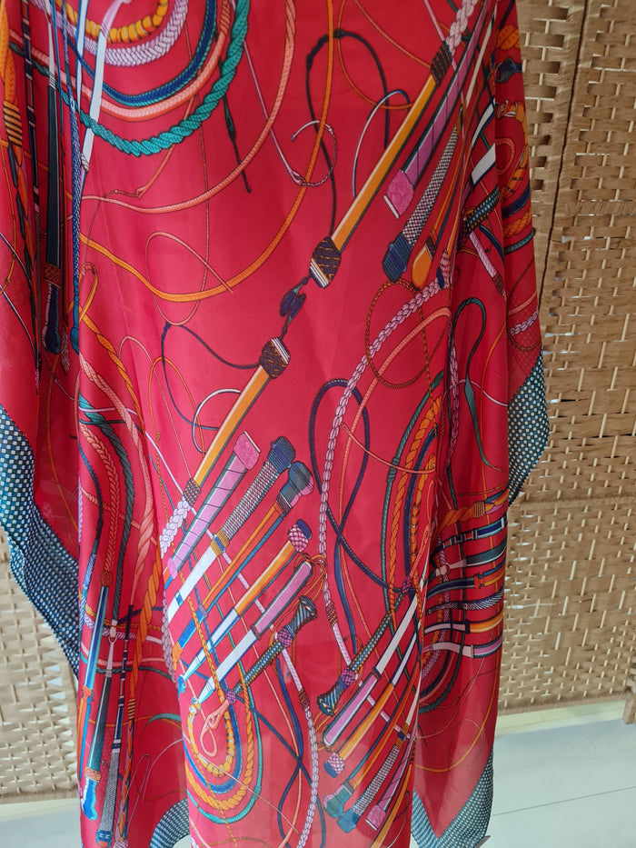Red Print Kimono One Size