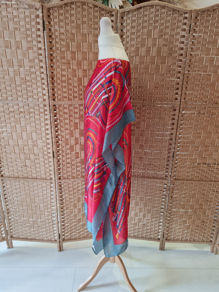 Red Print Kimono One Size