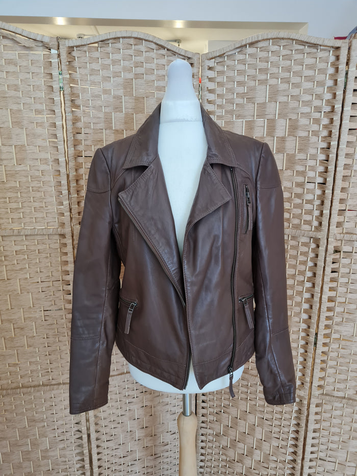 Reiss Brown Leather Jacket XS