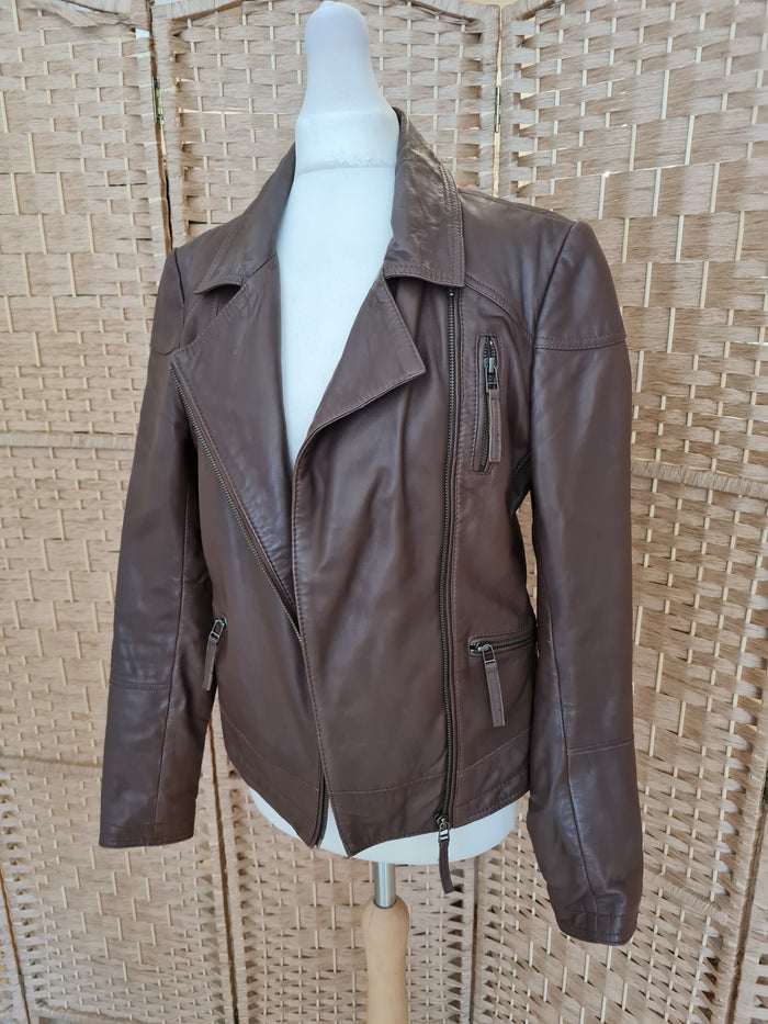 Reiss Brown Leather Jacket XS
