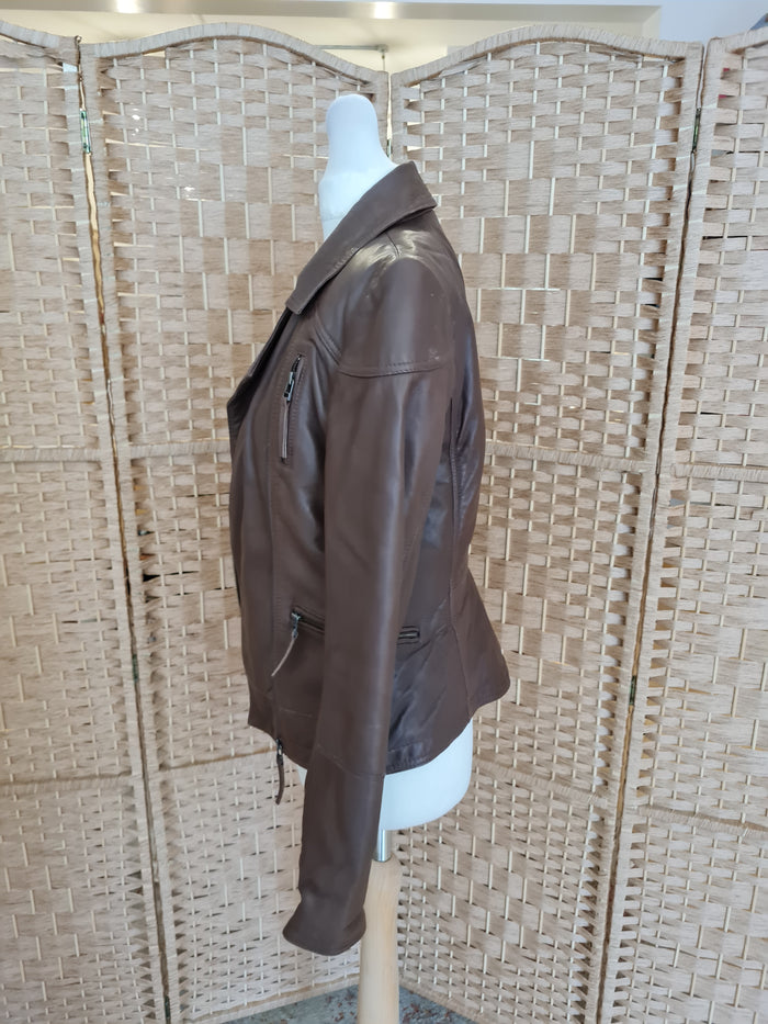 Reiss Brown Leather Jacket XS