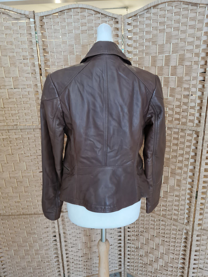 Reiss Brown Leather Jacket XS
