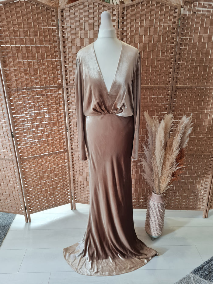 Reiss Klara gold velvet maxi 10 New RRP £325