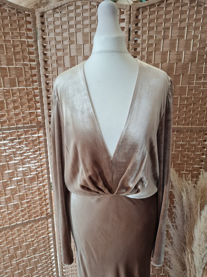 Reiss Klara gold velvet maxi 10 New RRP £325