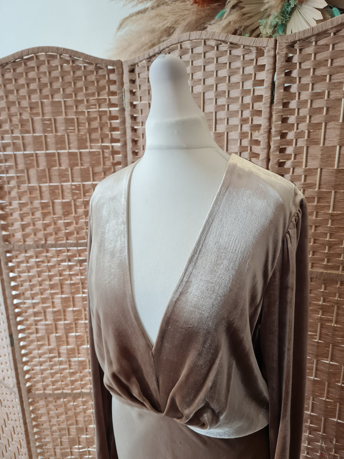 Reiss Klara gold velvet maxi 10 New RRP £325