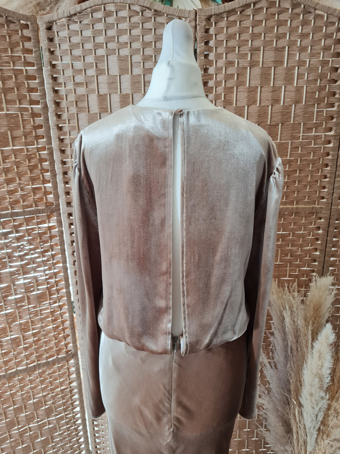 Reiss Klara gold velvet maxi 10 New RRP £325