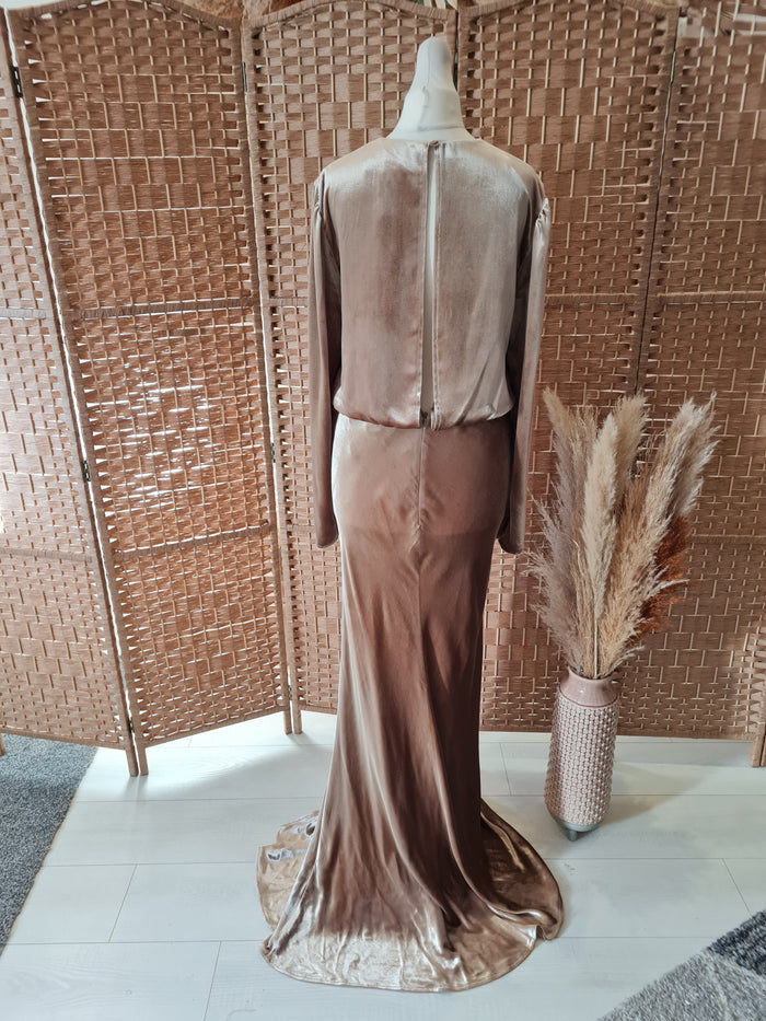 Reiss Klara gold velvet maxi 10 New RRP £325