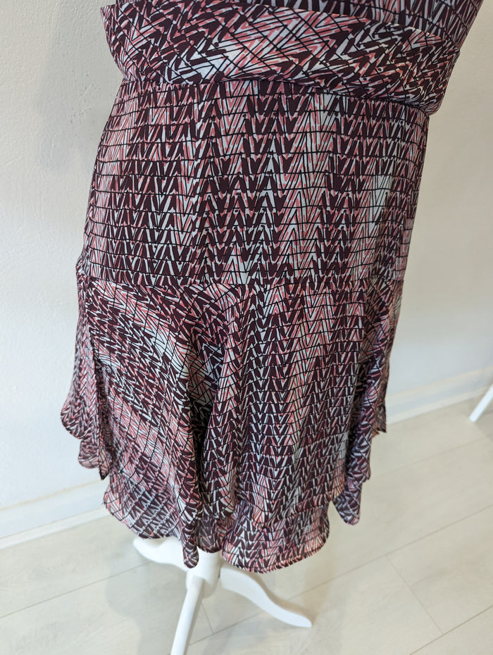 Reiss Pink Mix High Neck Mini Dress Size 12