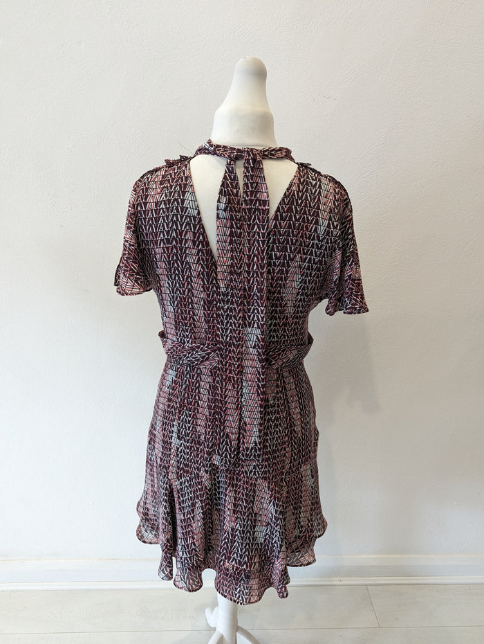 Reiss Pink Mix High Neck Mini Dress Size 12