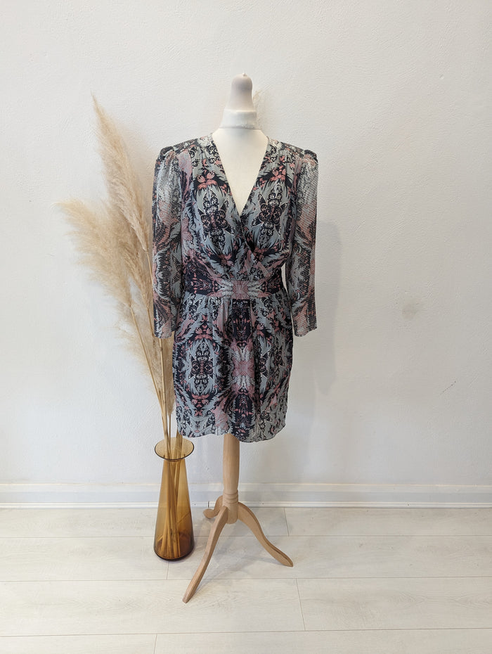 Reiss Pink/Grey Mix Mini Dress Size 10