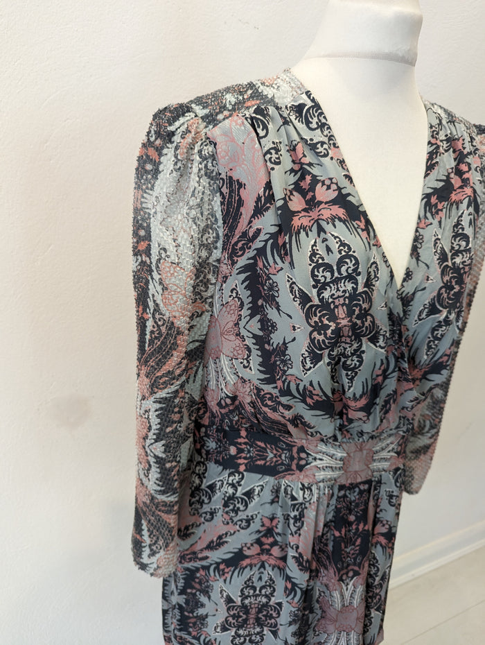 Reiss Pink/Grey Mix Mini Dress Size 10