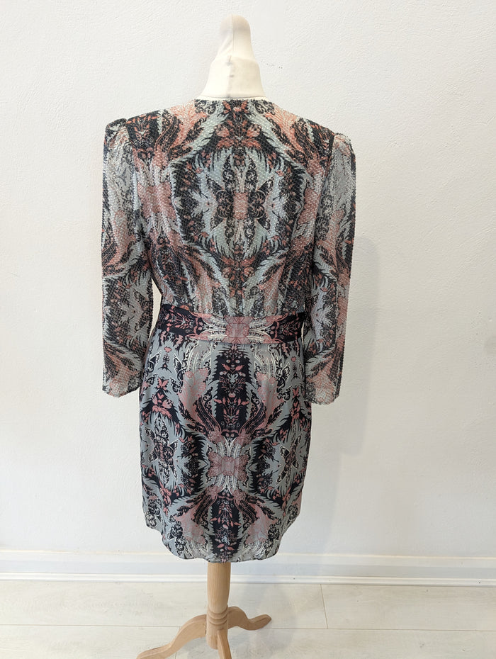 Reiss Pink/Grey Mix Mini Dress Size 10