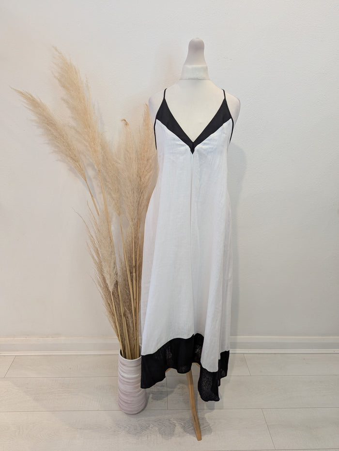 Reiss Stevie Cross back linen maxi dress 10 RRP £198