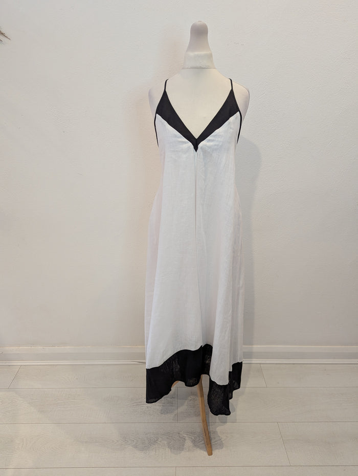 Reiss Stevie Cross back linen maxi dress 10 RRP £198