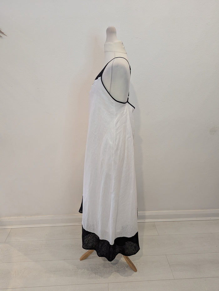 Reiss Stevie Cross back linen maxi dress 10 RRP £198