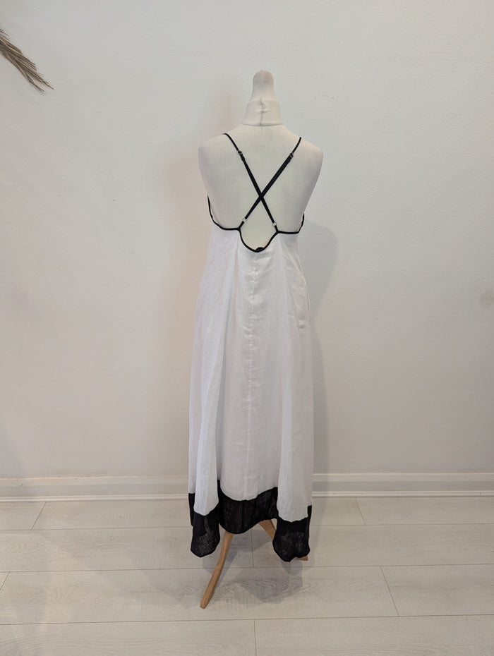 Reiss Stevie Cross back linen maxi dress 10 RRP £198
