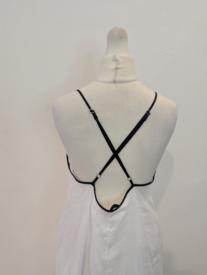 Reiss Stevie Cross back linen maxi dress 10 RRP £198