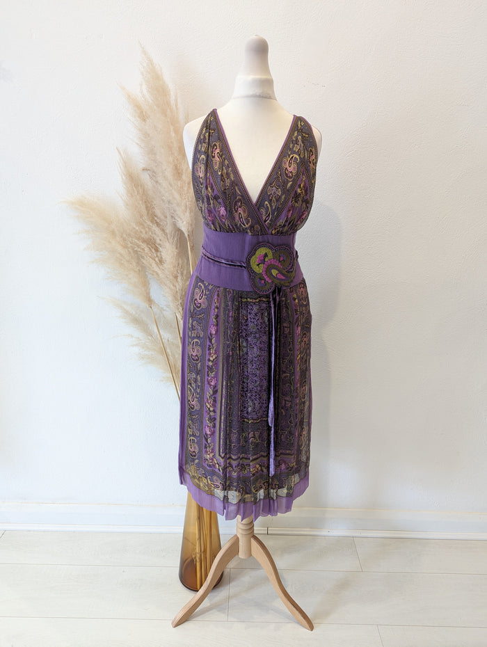 Renato Nucci Lilac Print Silk Dress 38