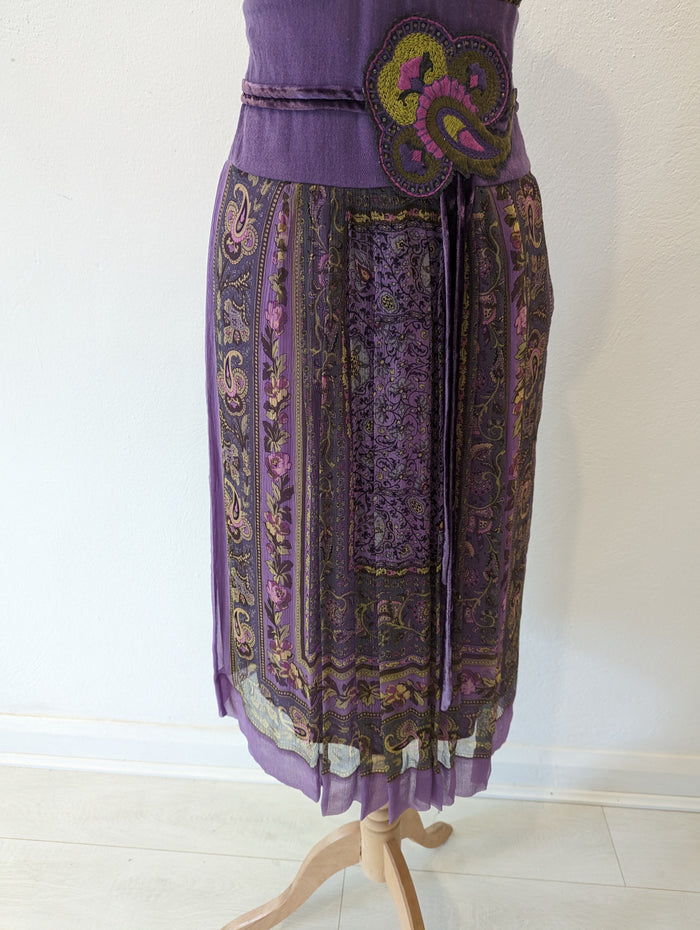 Renato Nucci Lilac Print Silk Dress 38