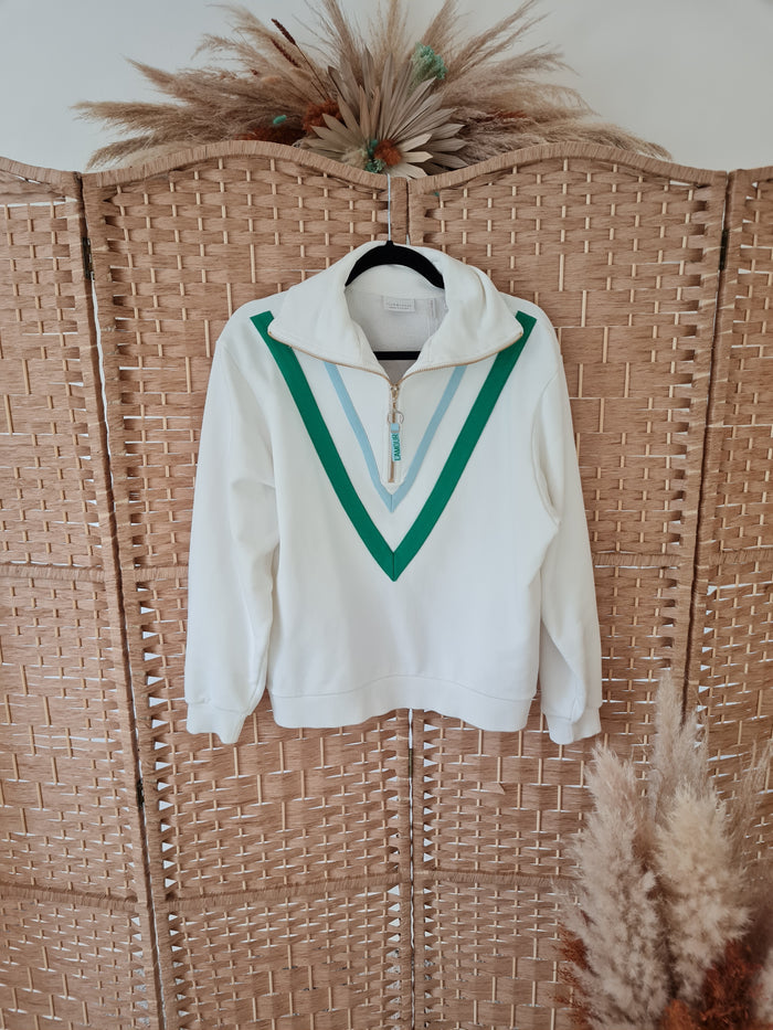 Rich&Royal white/green zip top M