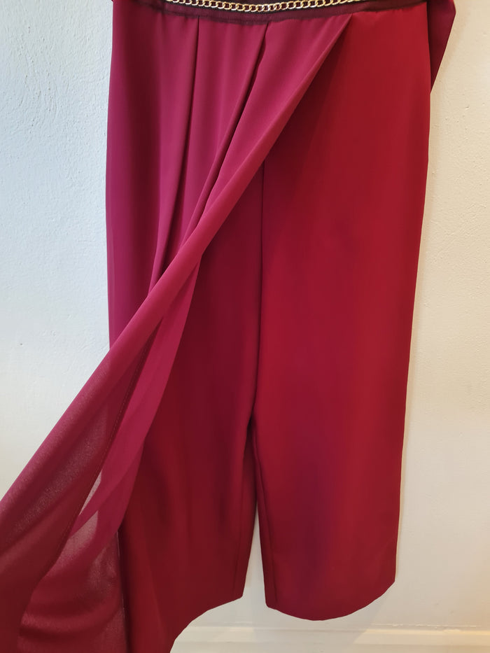 Rinascimento Maroon overlay jumpsuit L NEW RRP £179