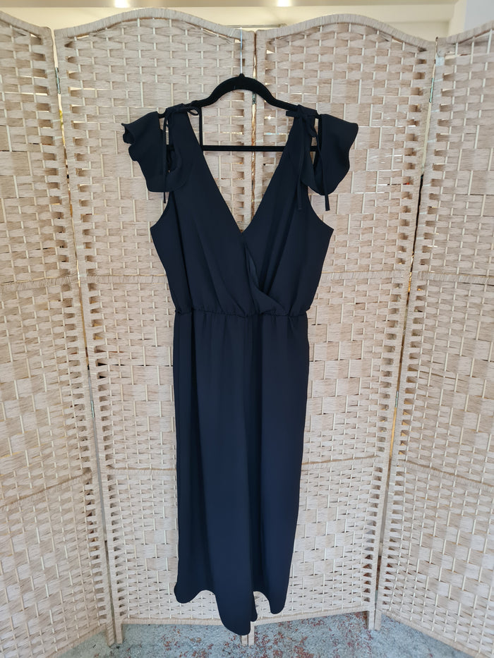River Island Black Crop Leg Jumpsuit Size 14 NWT £48
