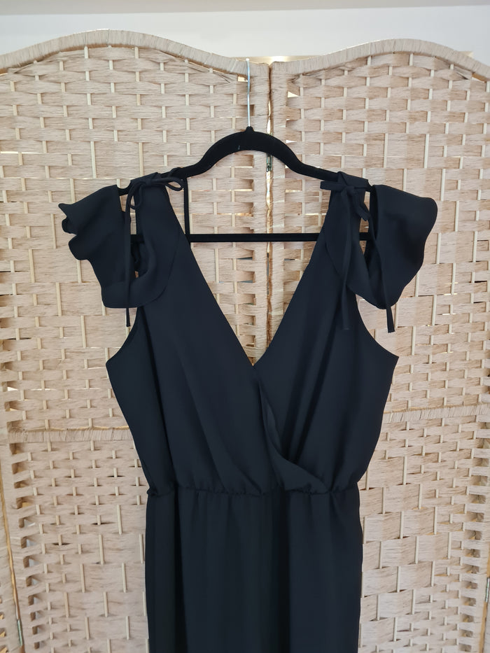 River Island Black Crop Leg Jumpsuit Size 14 NWT £48