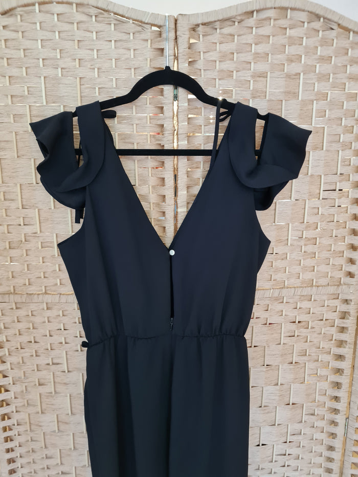 River Island Black Crop Leg Jumpsuit Size 14 NWT £48