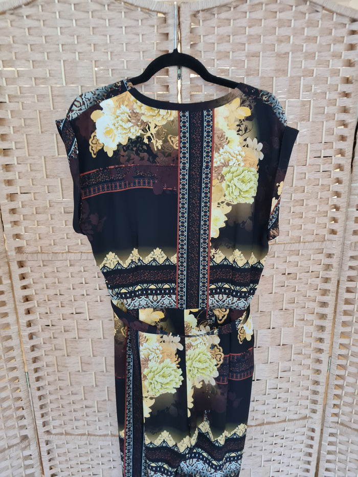 River Island Black Floral Jumpsuit Size 14
