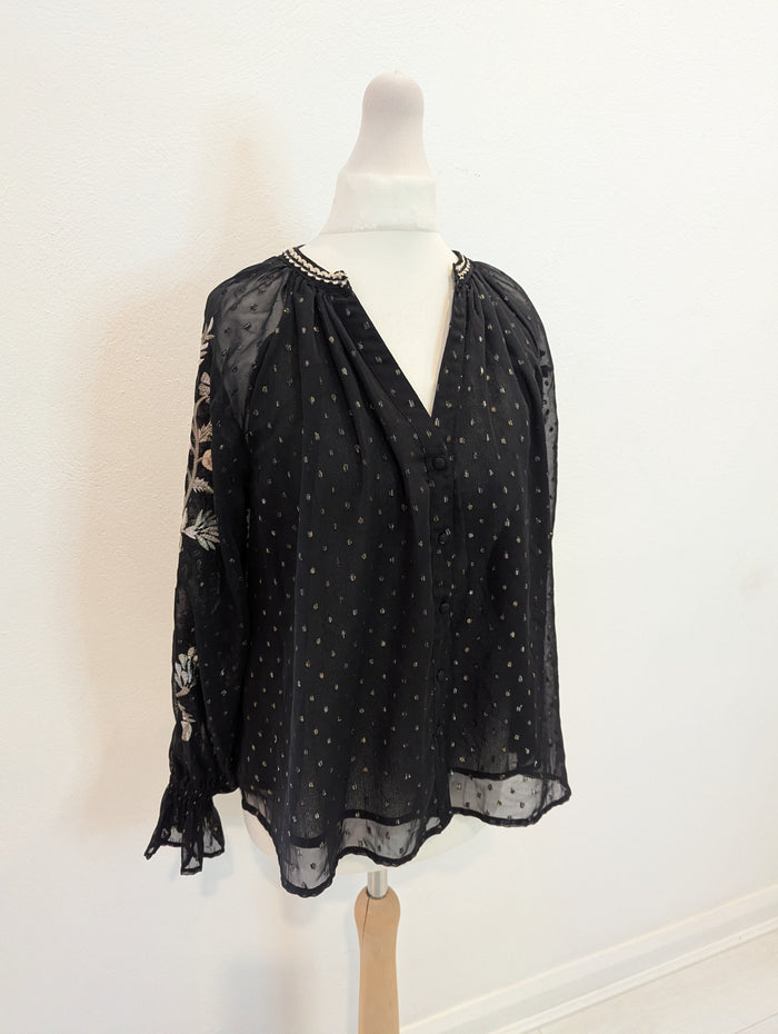 River Island black floral sleeve top 6