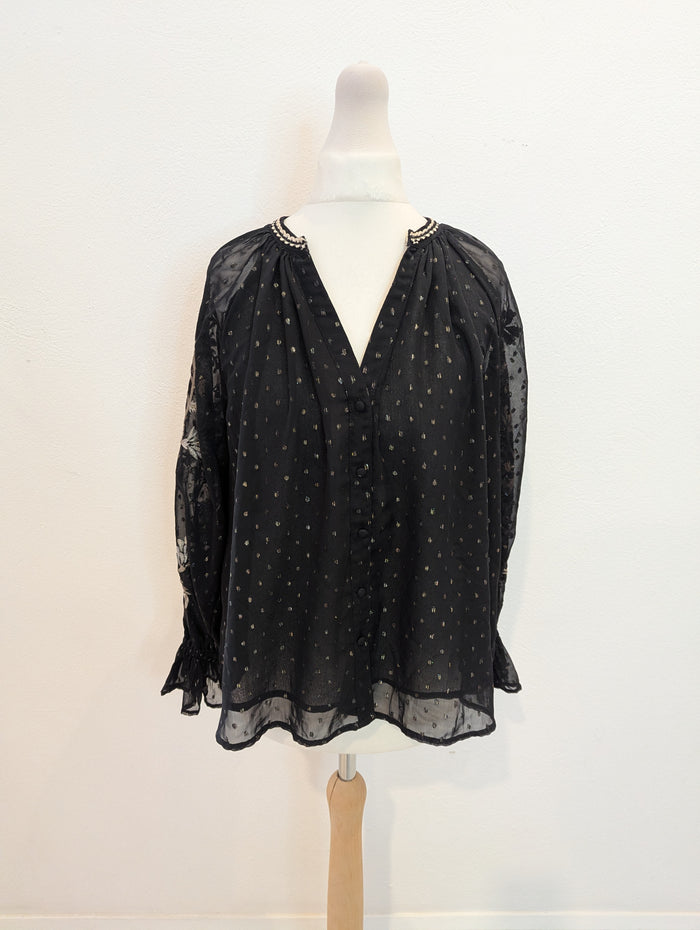 River Island black floral sleeve top 6