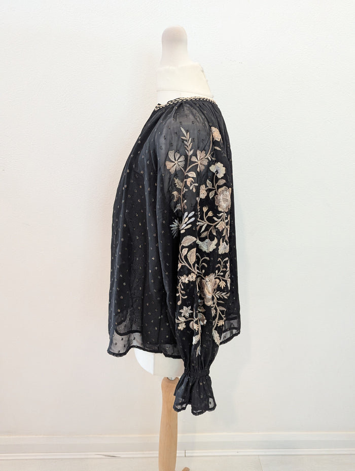 River Island black floral sleeve top 6
