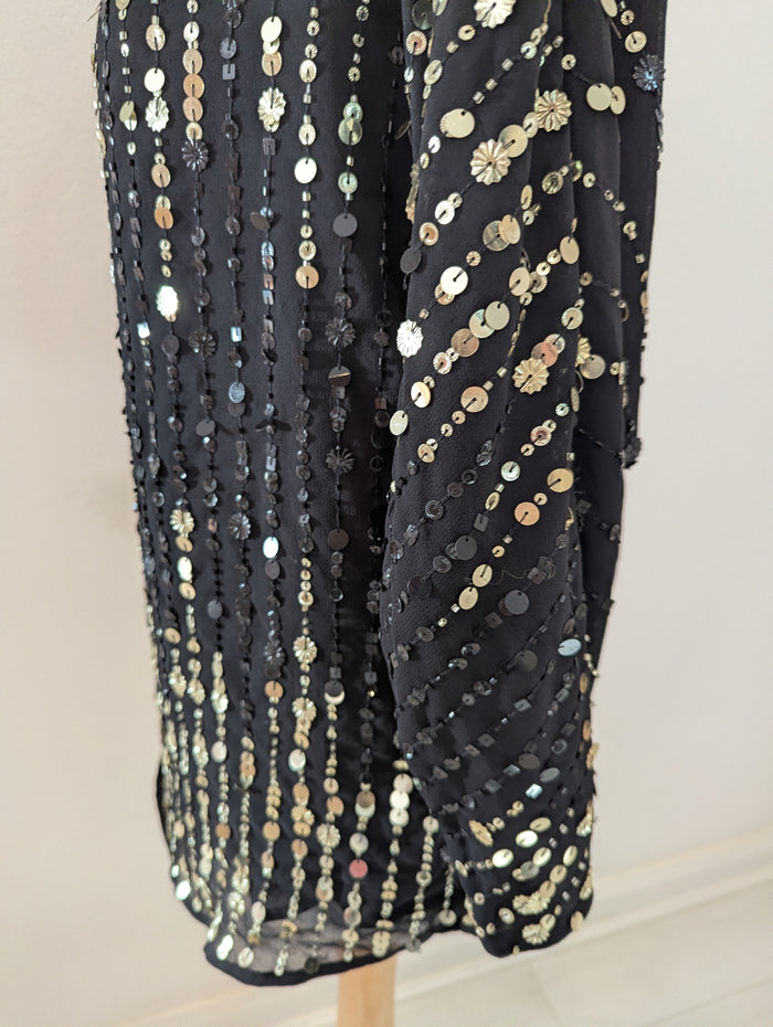 River Island Black & Gold Sequin Top S