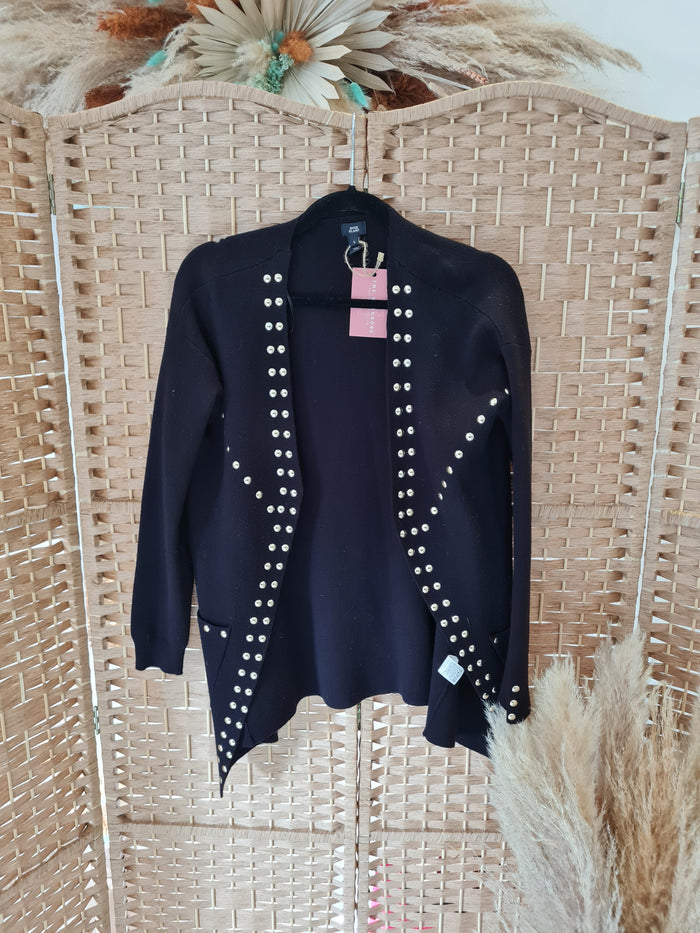 River Island Black Stud Cardigan S
