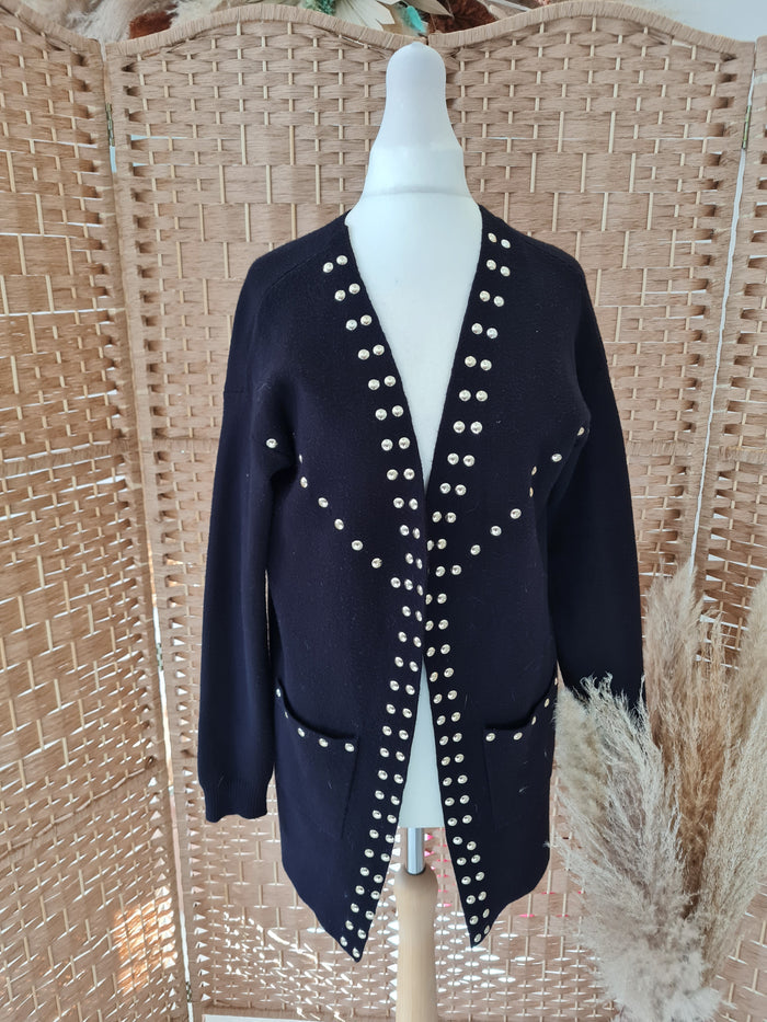 River Island Black Stud Cardigan S