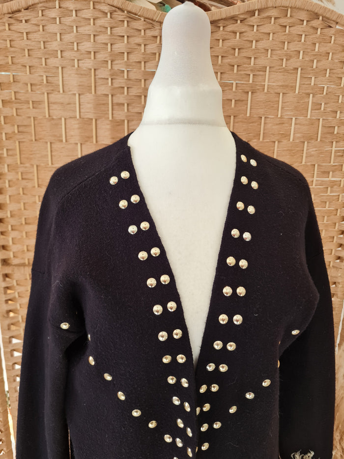 River Island Black Stud Cardigan S