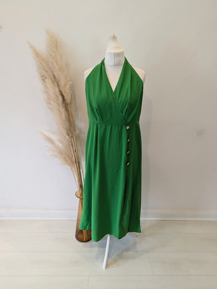 River Island Geen Halter Dress 16 NWT £55