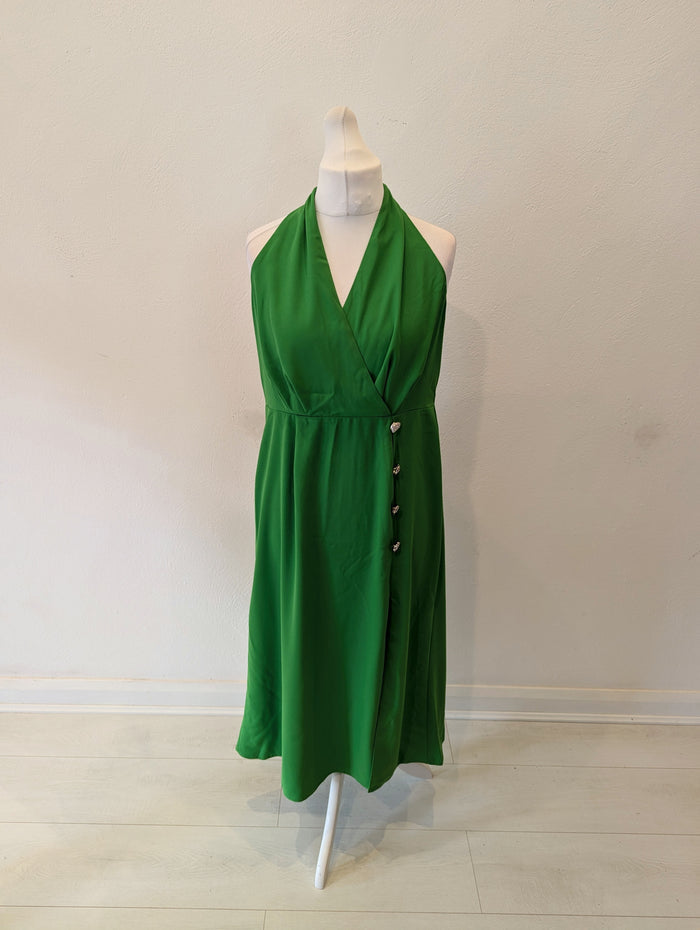 River Island Geen Halter Dress 16 NWT £55