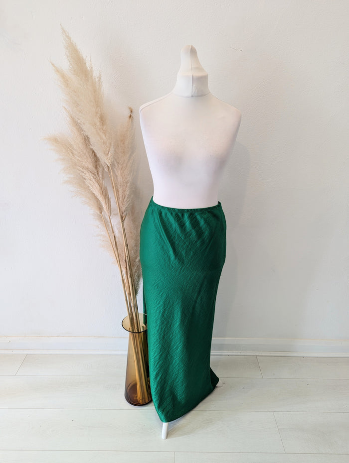 River Island Green Satin skirt 14