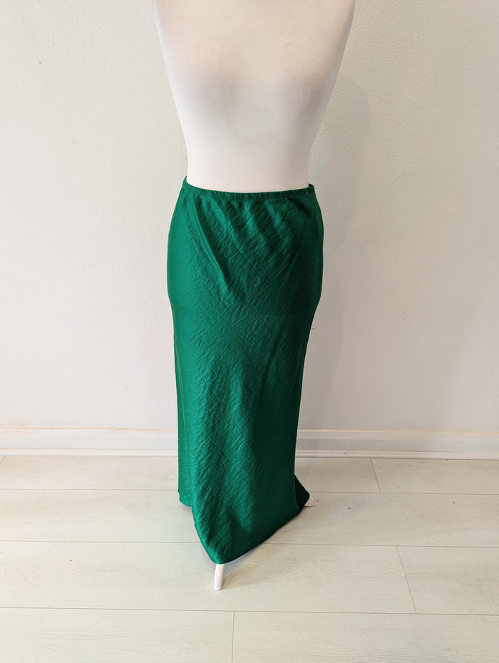 River Island Green Satin skirt 14