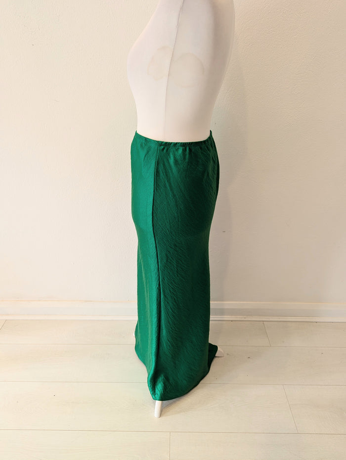 River Island Green Satin skirt 14
