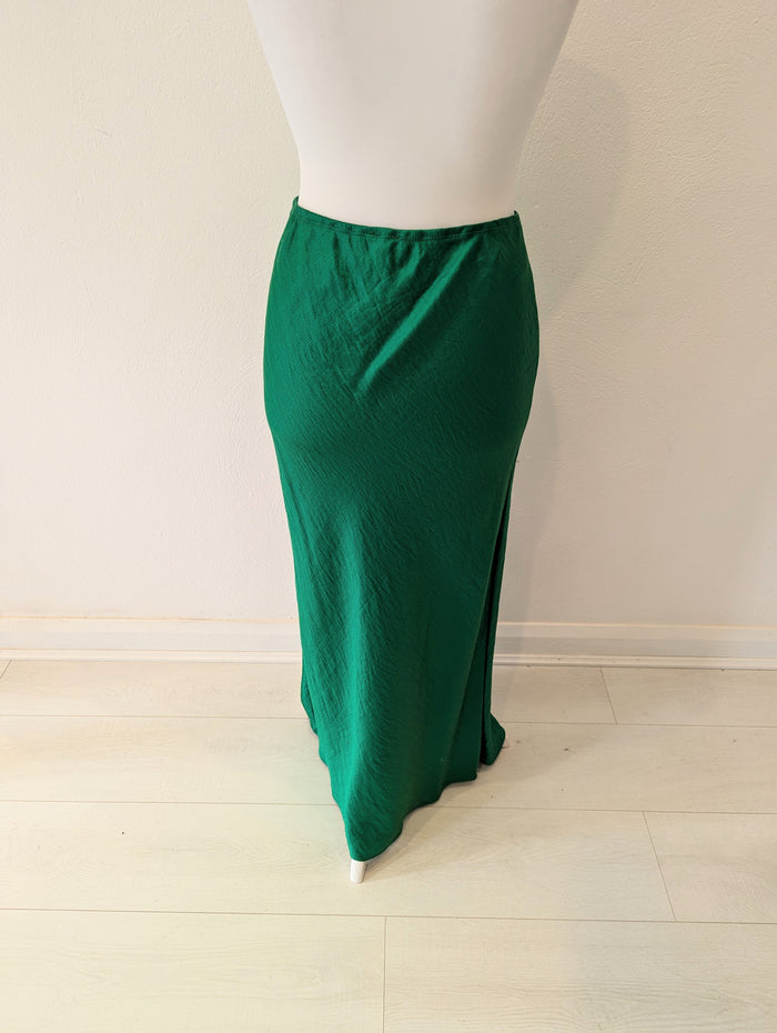 River Island Green Satin skirt 14
