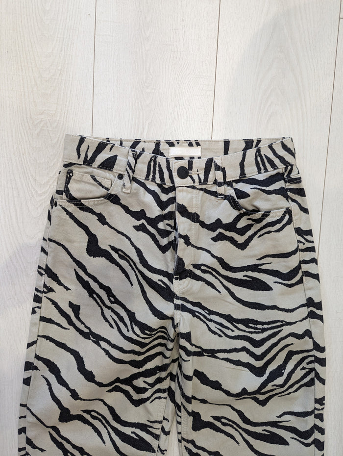 River Island Zebra Wide Leg Jeans Size 8