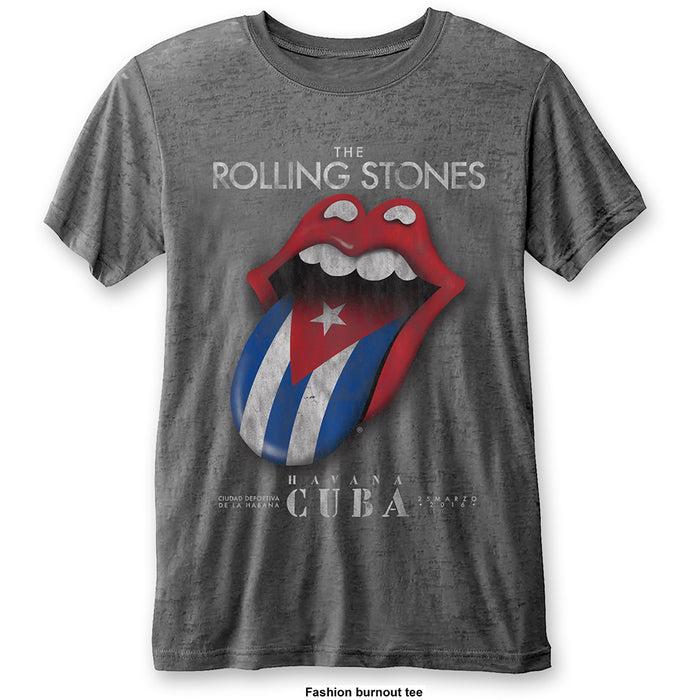 Rolling Stones T-shirt - Havana Cuba, Burn Out Tee Rock Off
