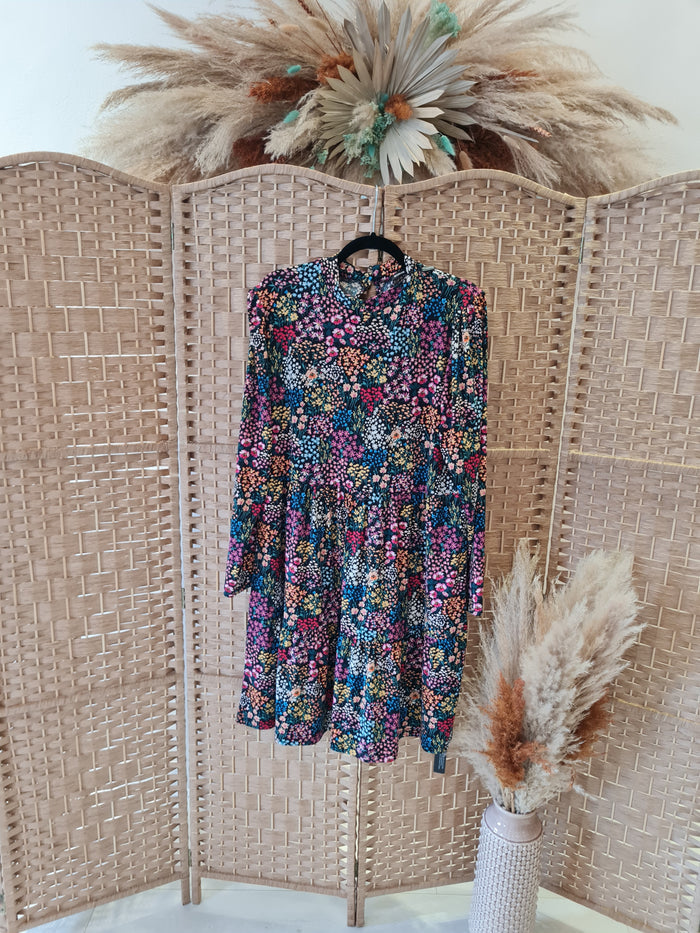 Roman Blk Floral Dress Size 16/18 New (RRP £40)