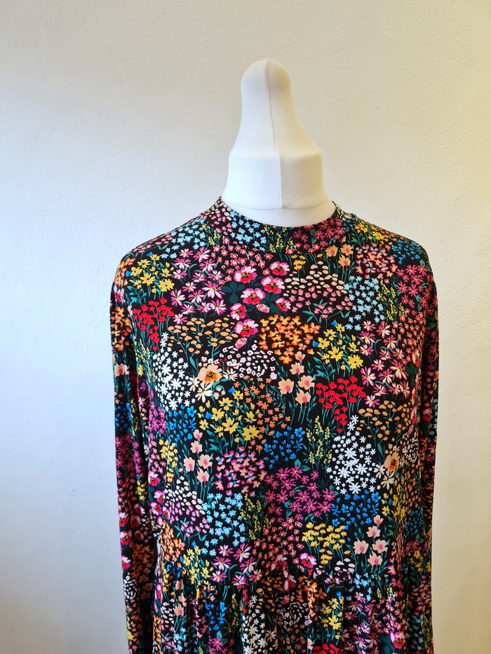 Roman Blk Floral Dress Size 16/18 New (RRP £40)