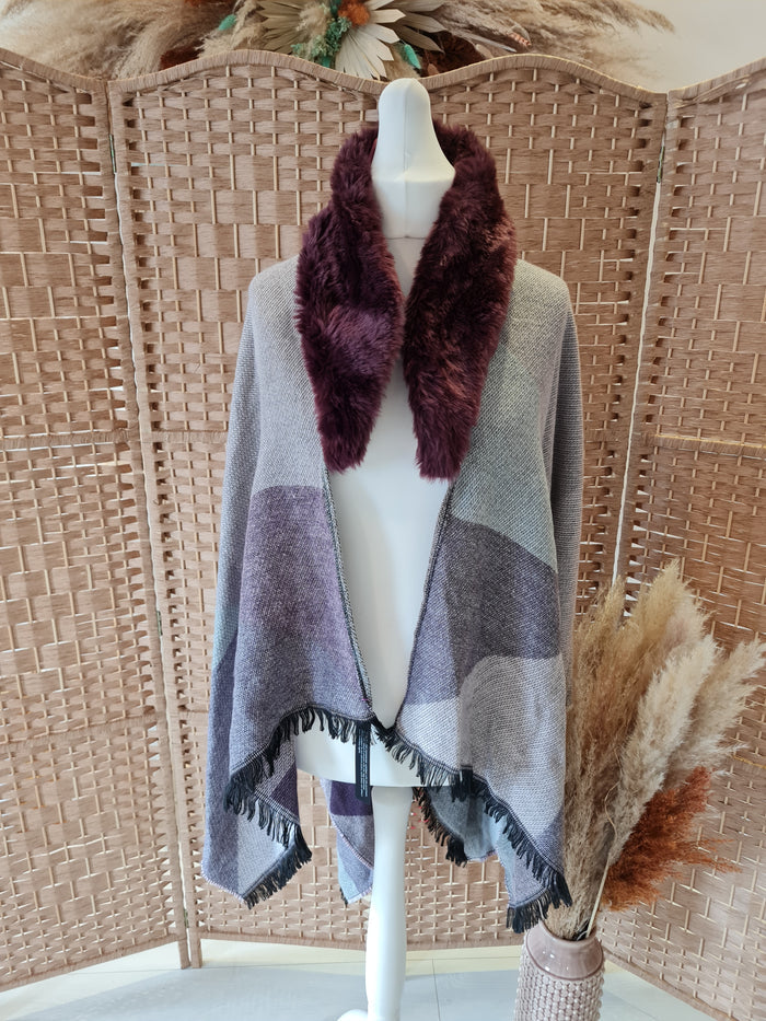 Roman Fur collar cape New