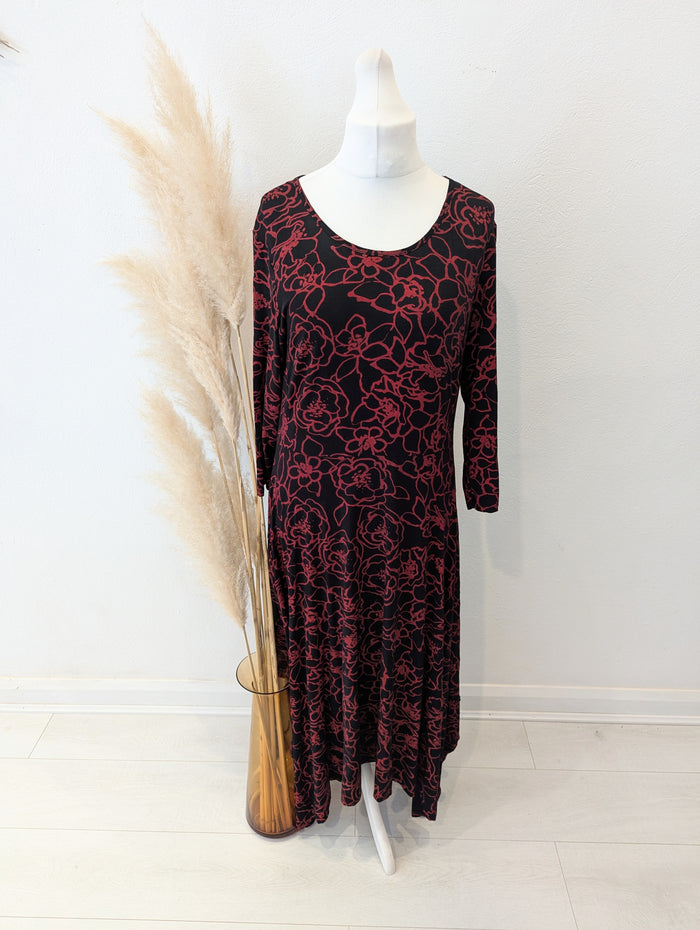 Roman Red Flower Dress 16